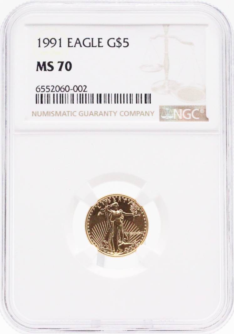 1991 NGC MS70 $5 Gold American Eagle